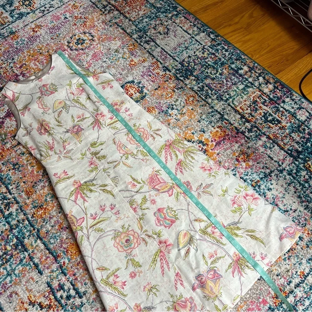 Lalage Beaumont Linen‎ Botanical Floral Print Shift Dress Professional